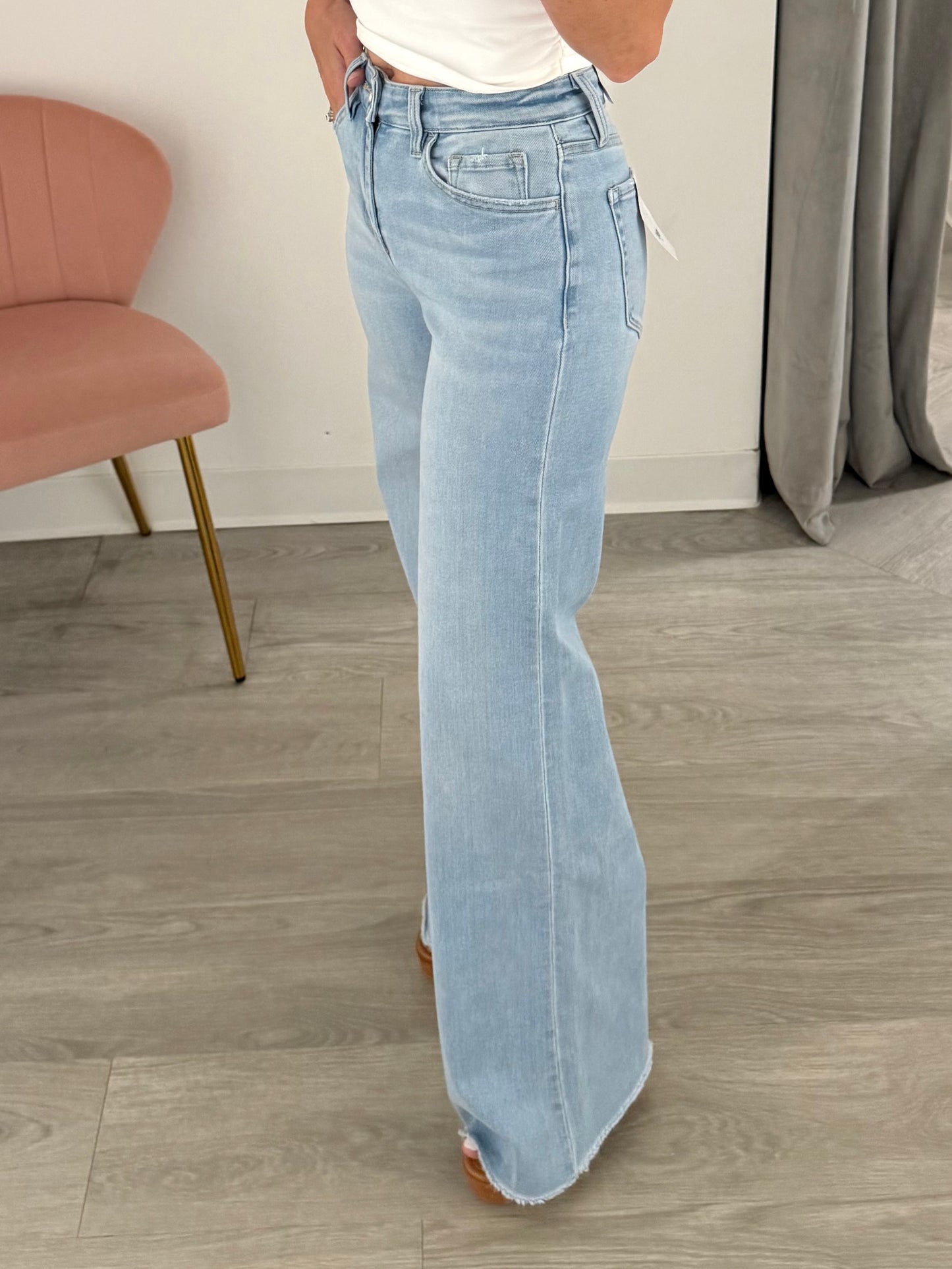 High Rise Raw Hem Jean