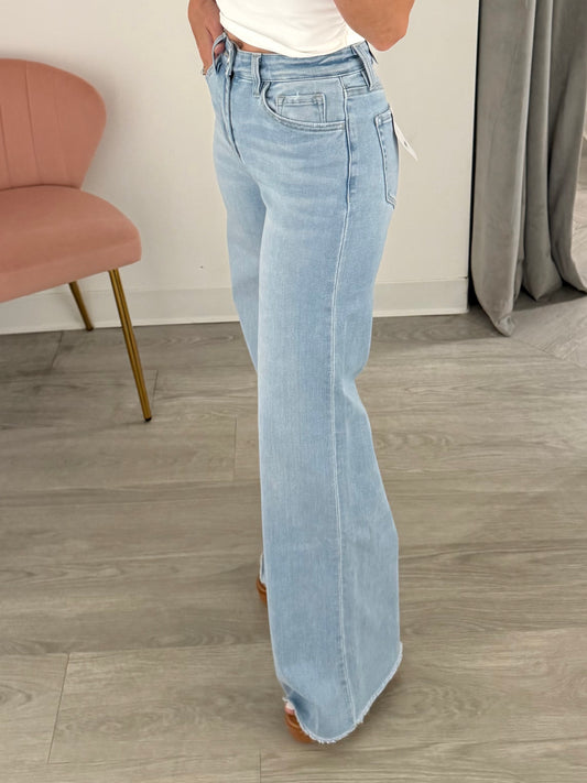 High Rise Raw Hem Jean