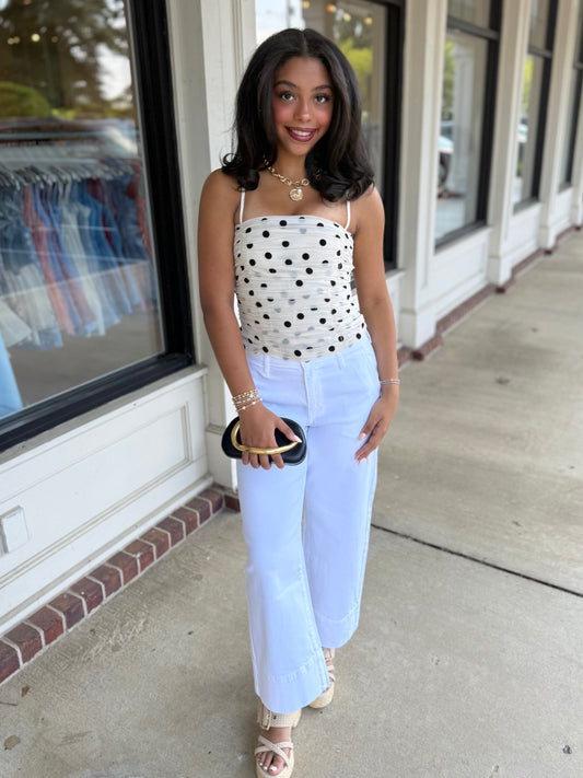 Cream/Black PolkaDot Top