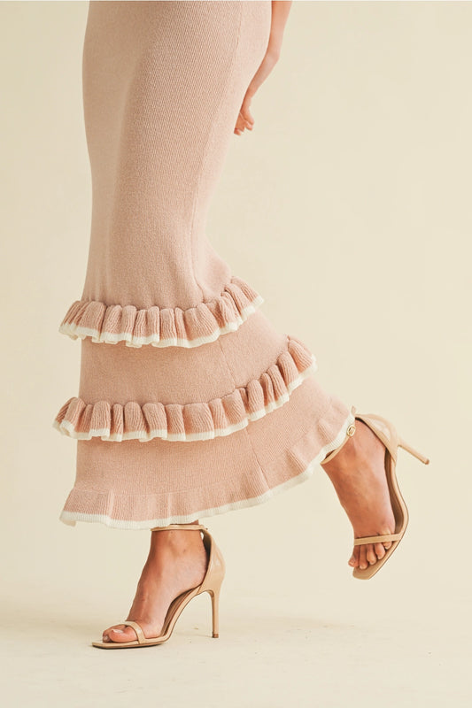 Mauve Ruffle Bottom Maxi