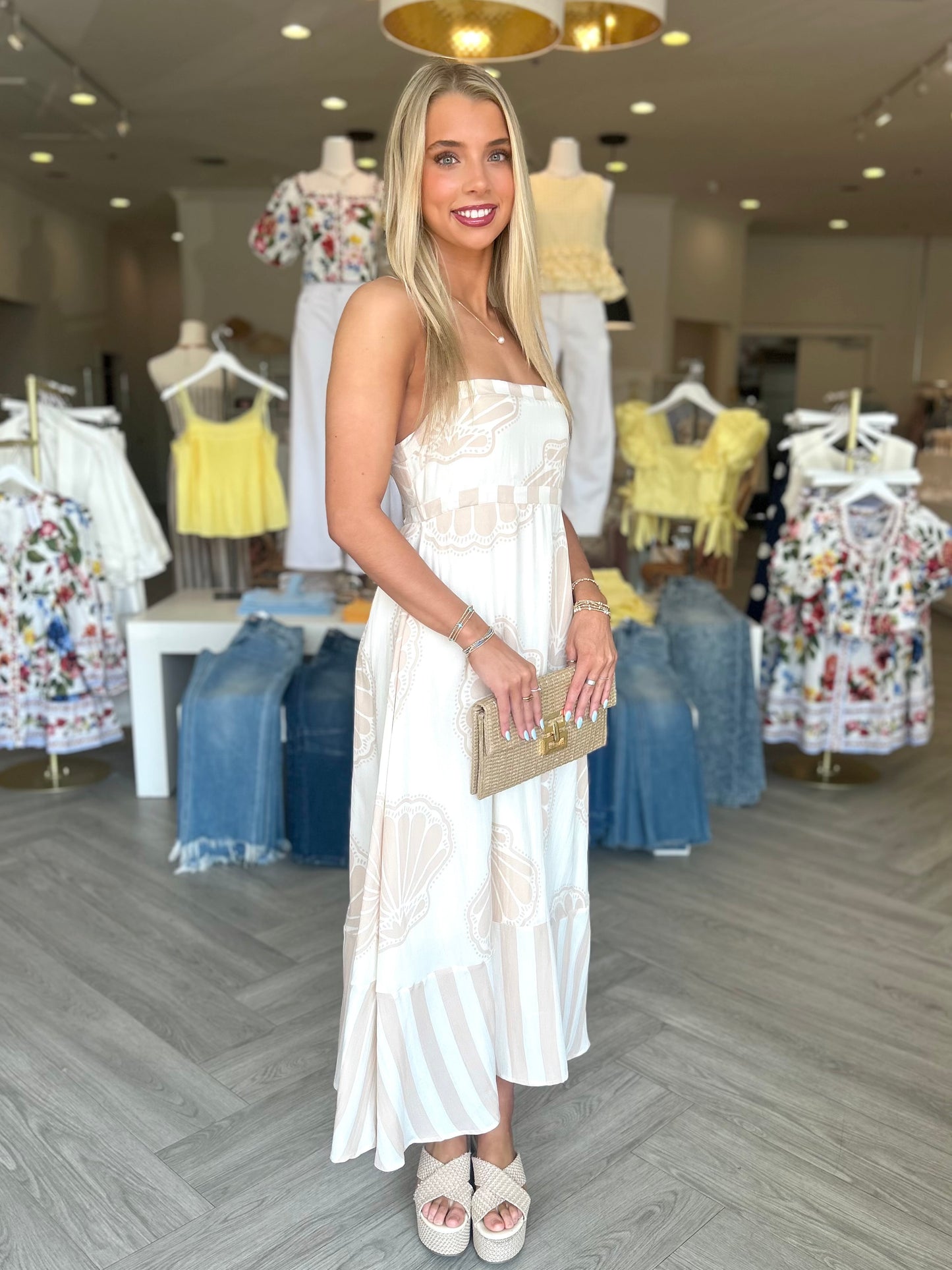 Taupe Seashell Midi Dress