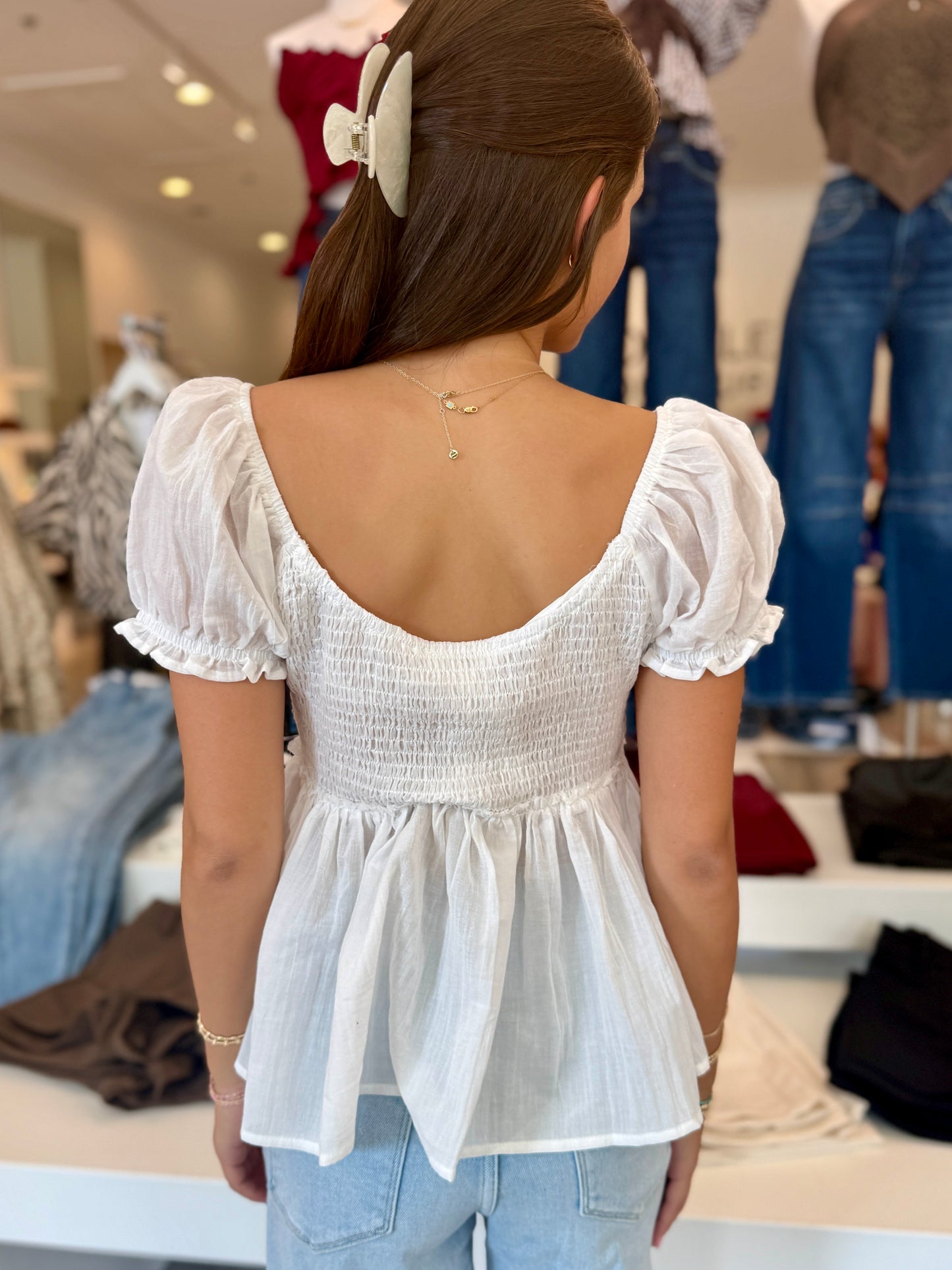 White Ruffle Lace Top