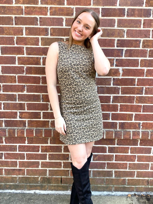 Taupe/Brown Leopard Mini Dress