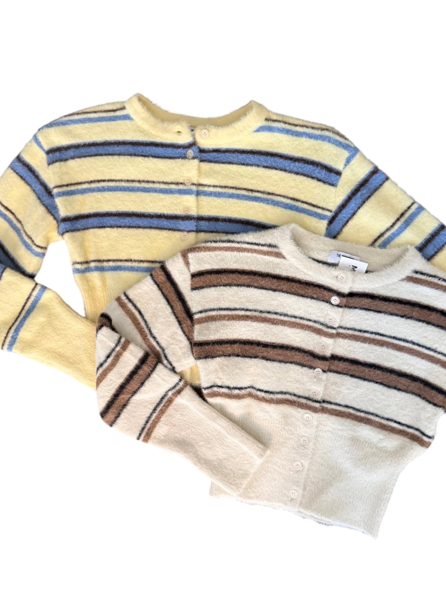 Stripe Fuzzy Waist Cardigan (2 colors)