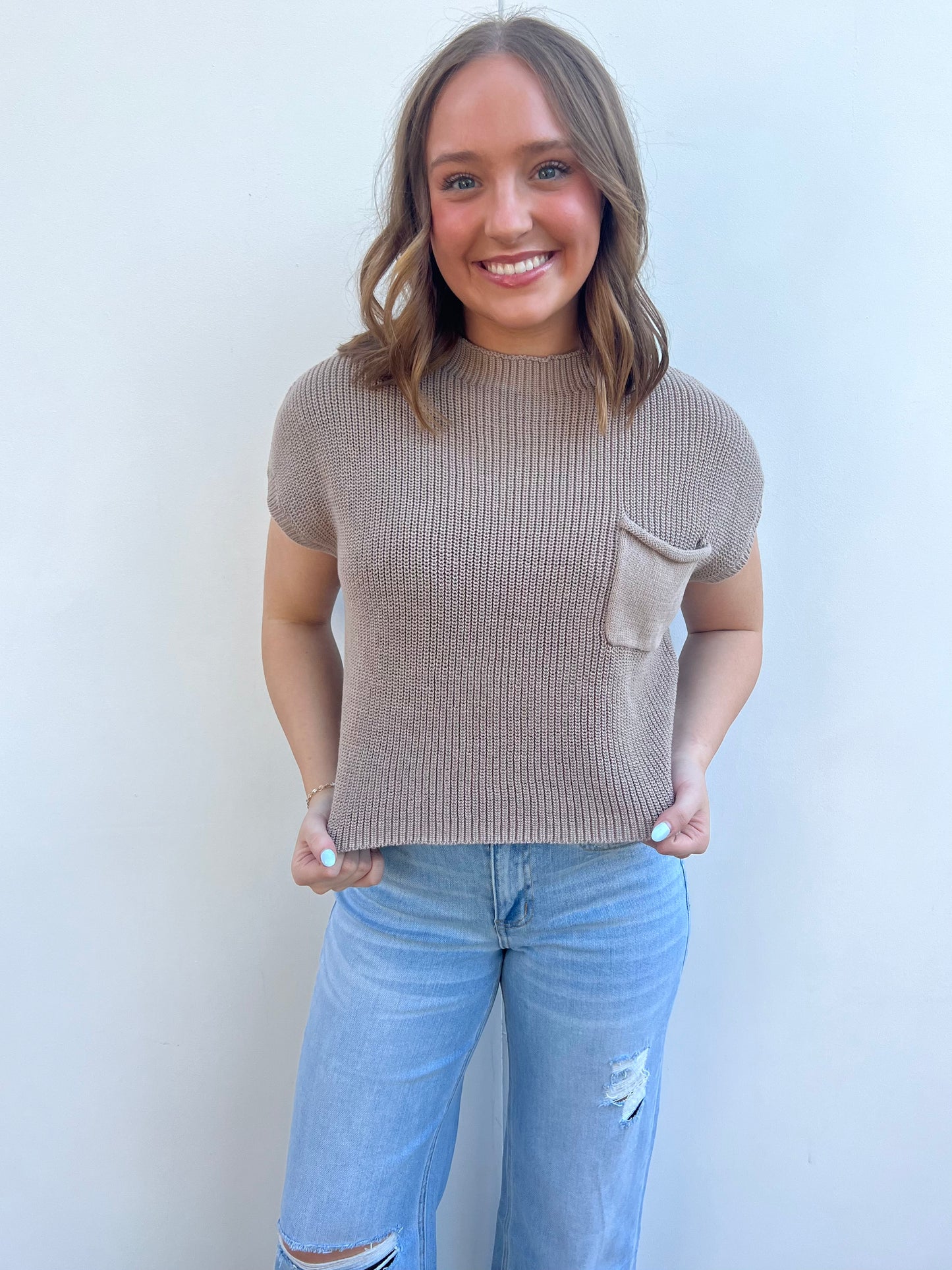 Taupe Pocket Sweater