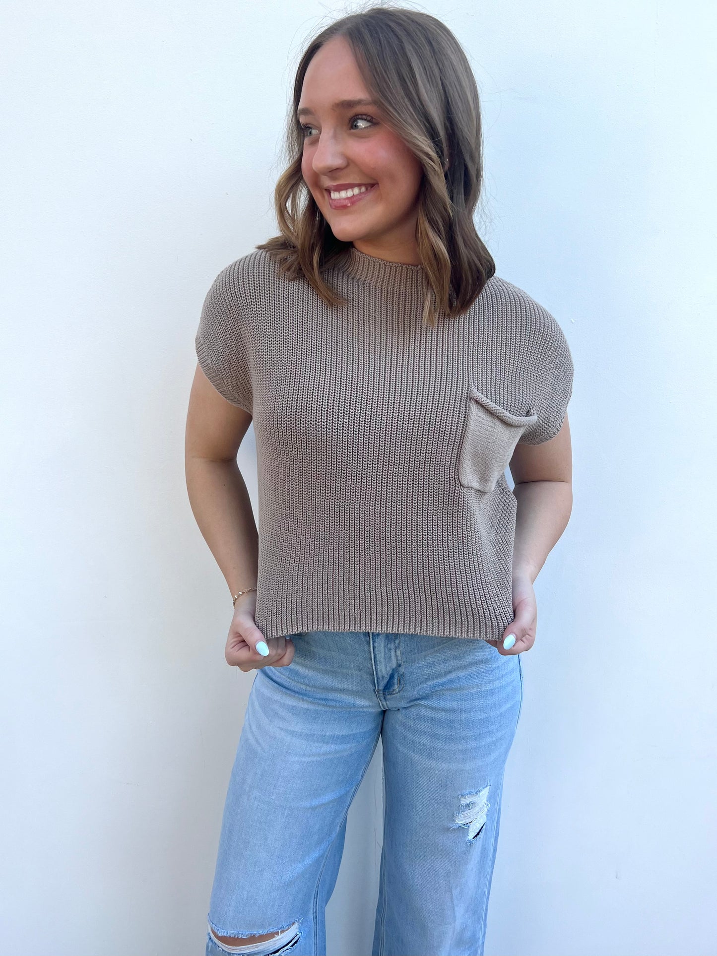 Taupe Pocket Sweater