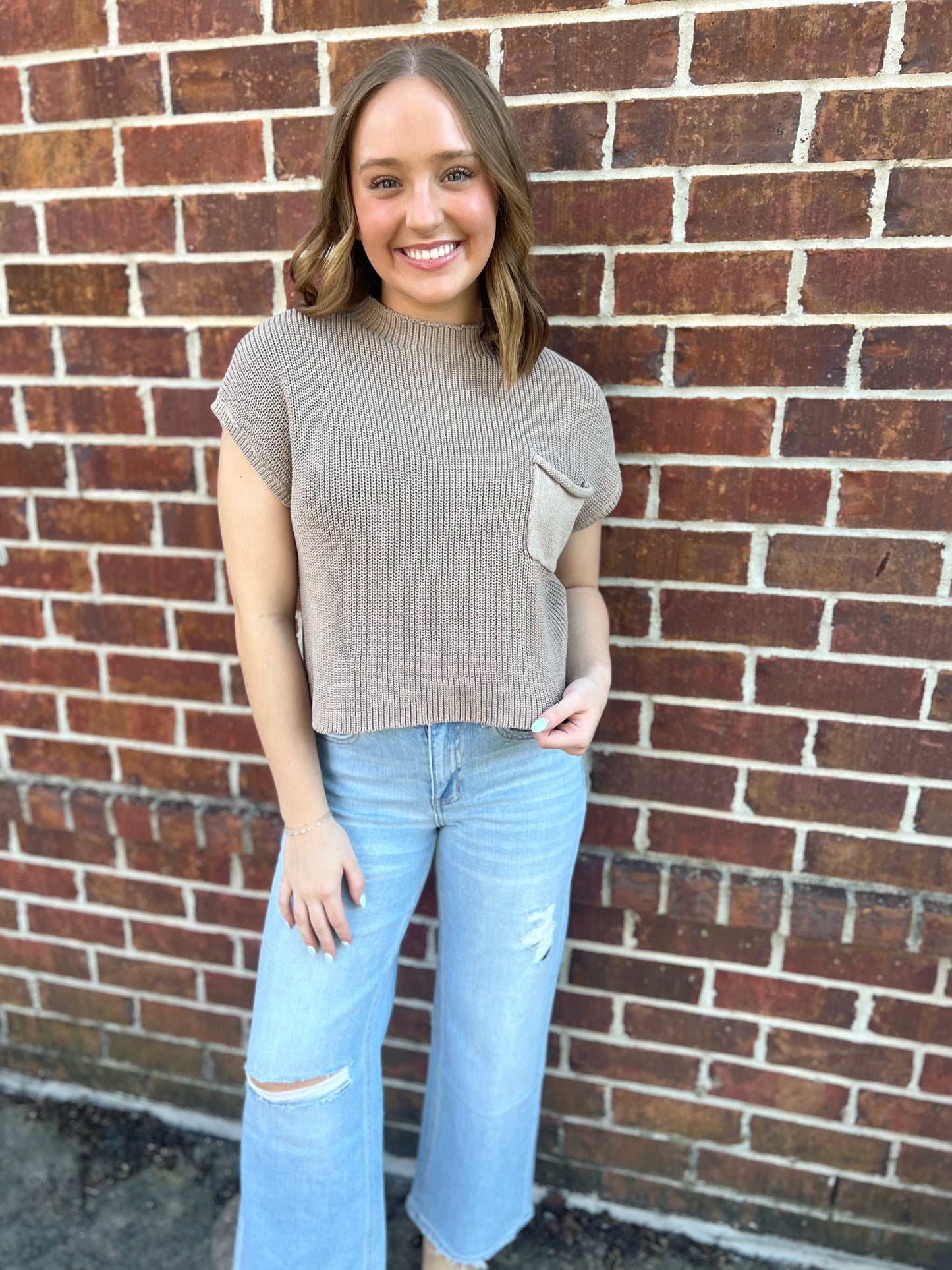 Taupe Pocket Sweater