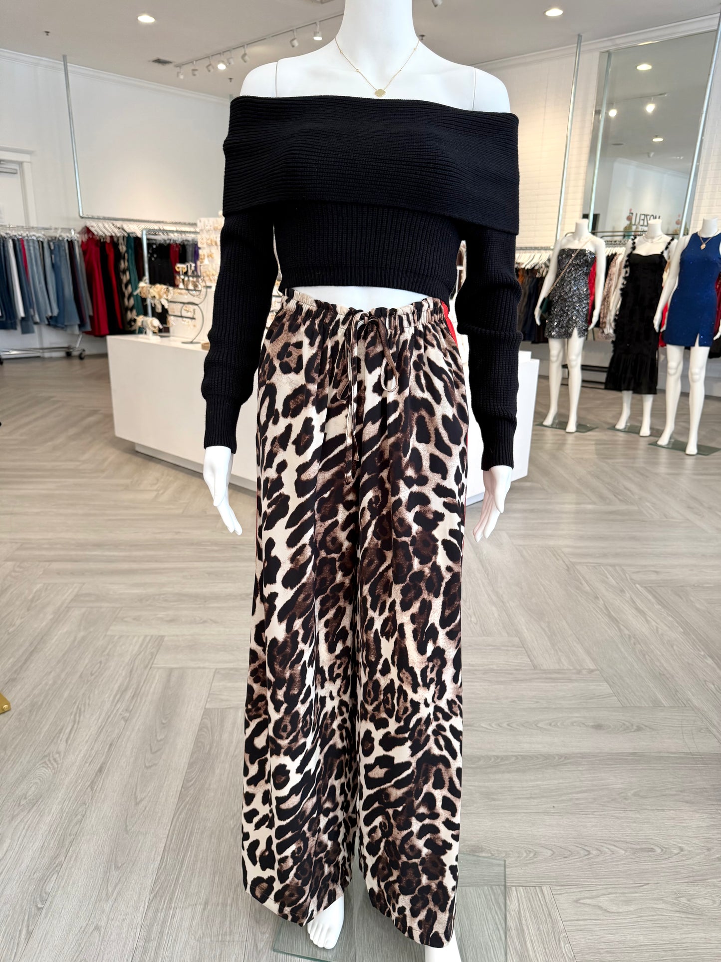 Leopard Red Stripe Pant