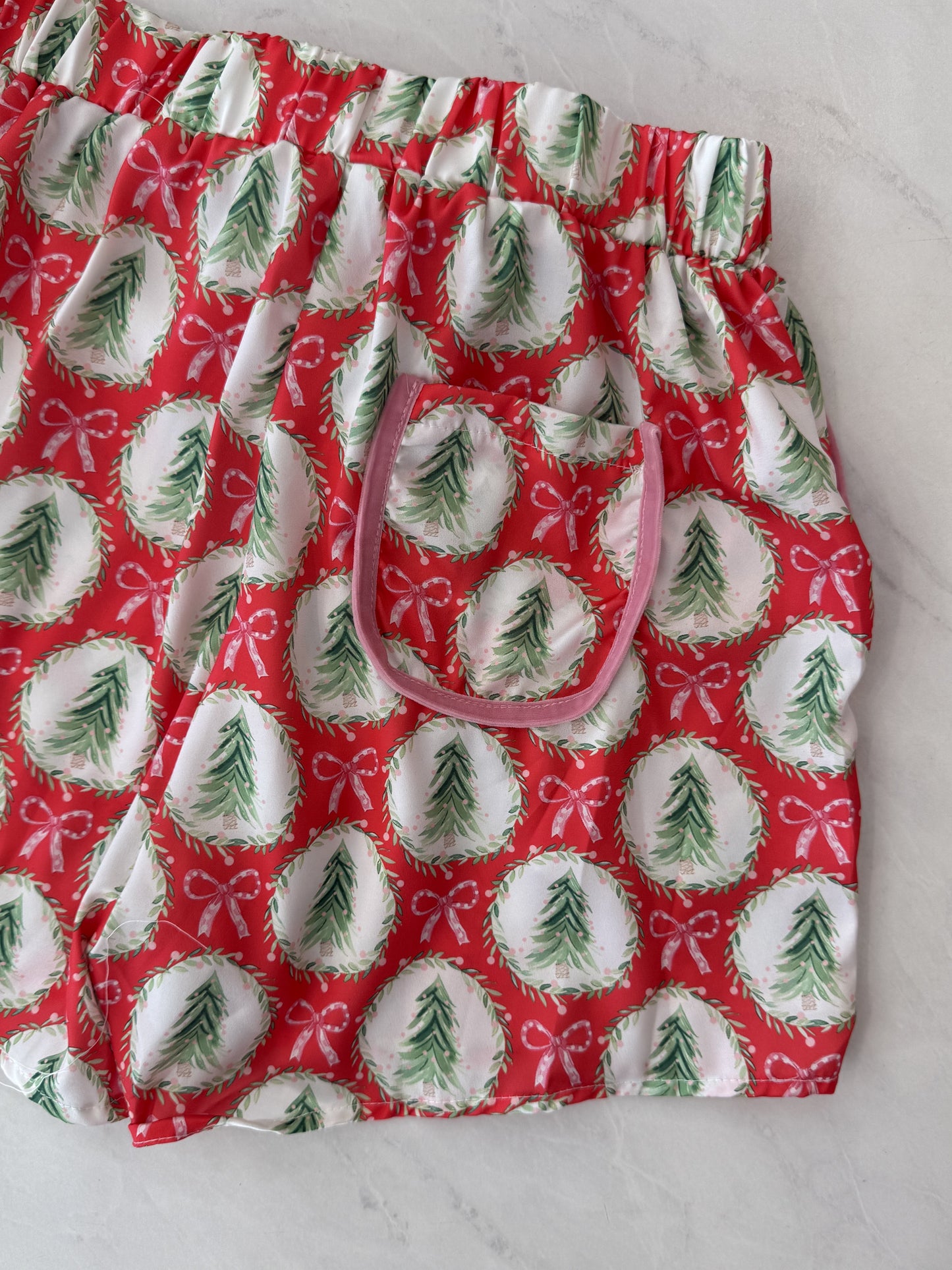 Red Christmas Tree Shirt & Short SET