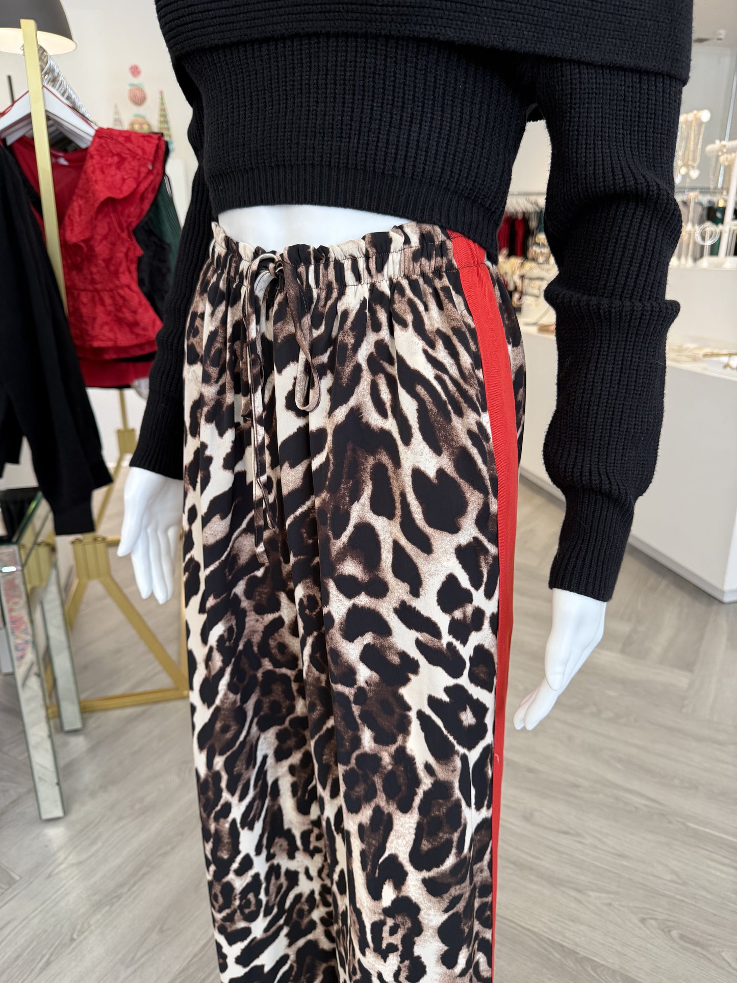 Leopard Red Stripe Pant