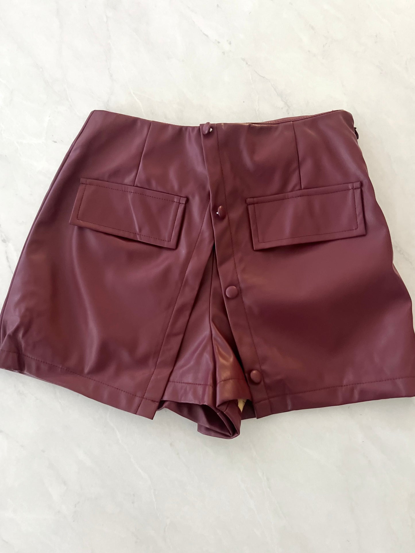 Slit Front Leather Skort (2 Colors)