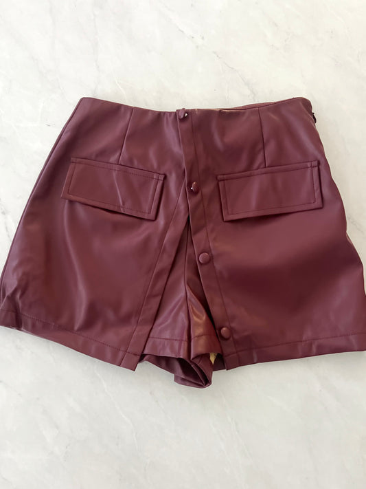 Slit Front Leather Skort (2 Colors)