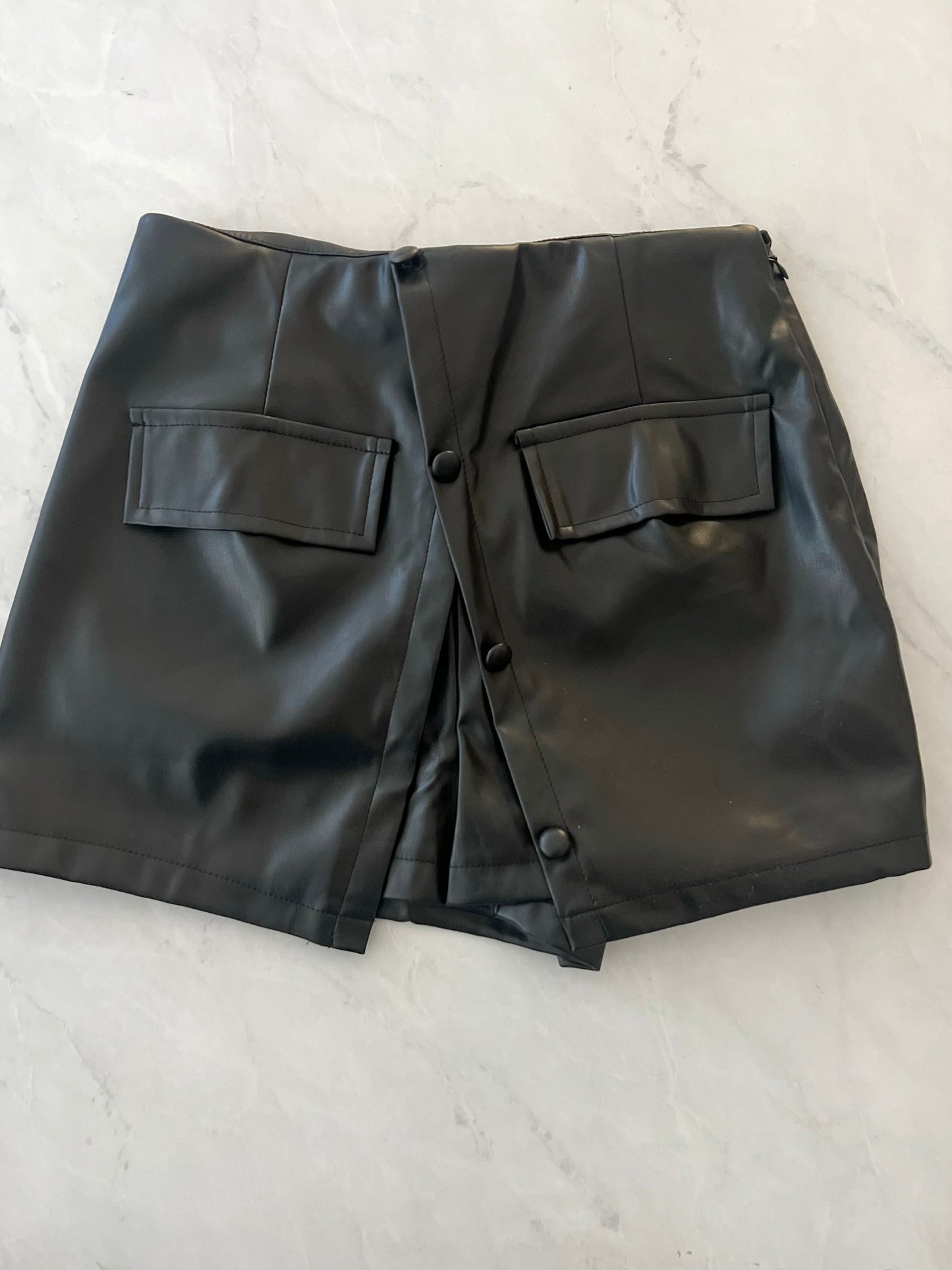 Slit Front Leather Skort (2 Colors)