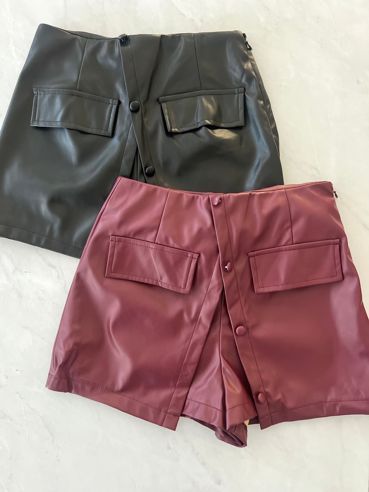 Slit Front Leather Skort (2 Colors)