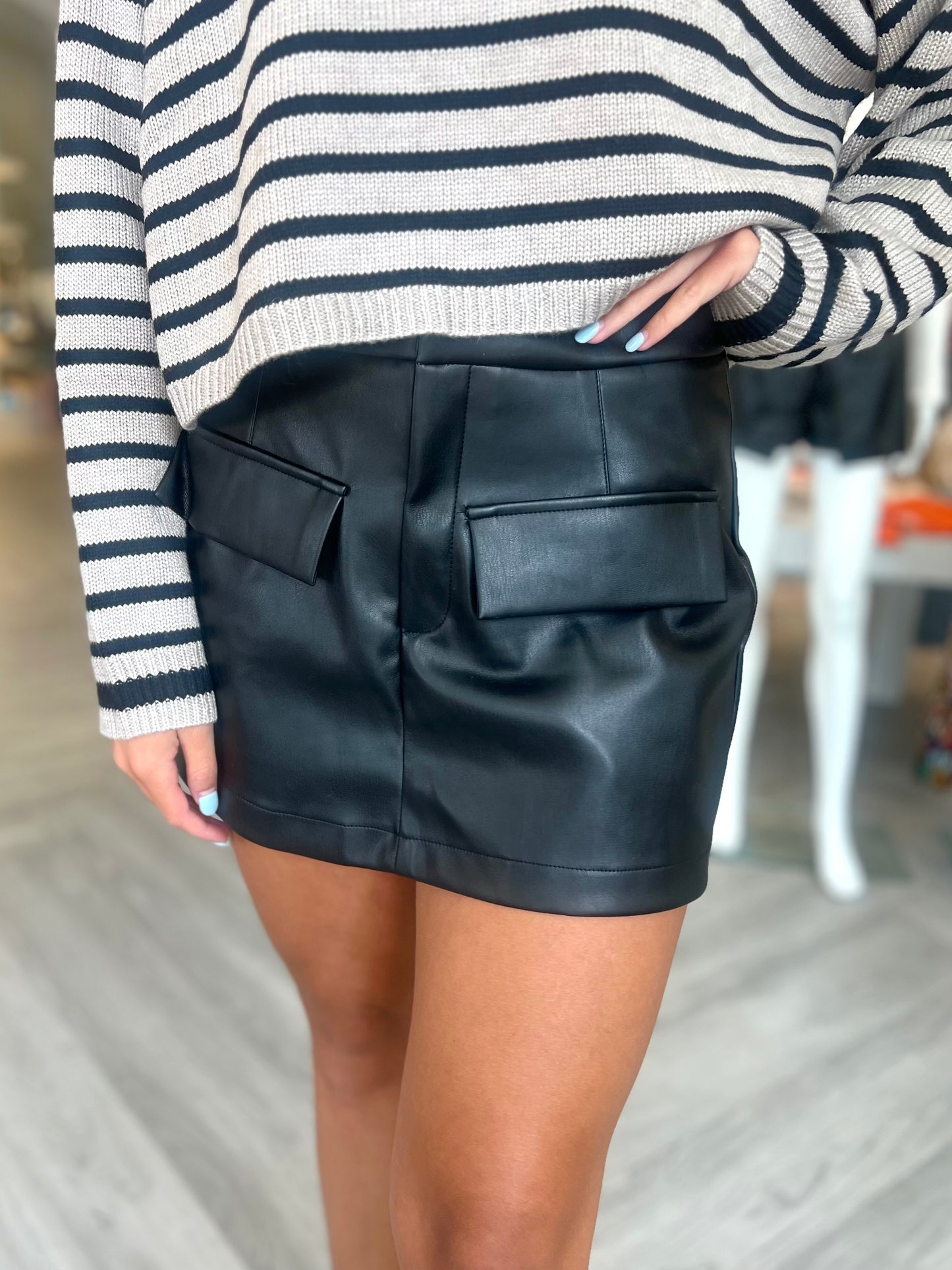 Front Pocket Leather Skort (3 Colors)