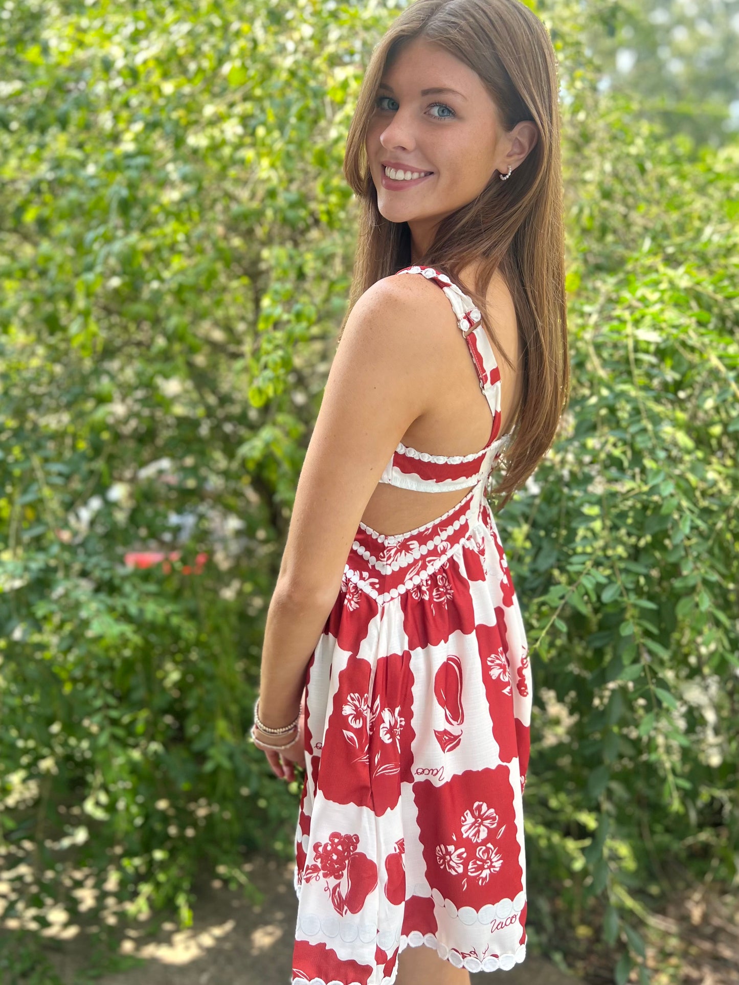 Red Floral Patchwork Mini Dress