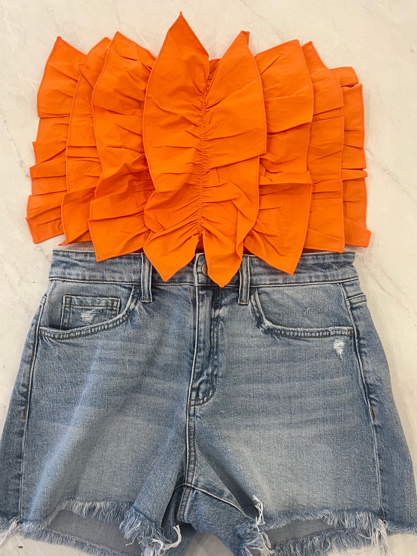 Sunkist Ruffle Layered Front Top