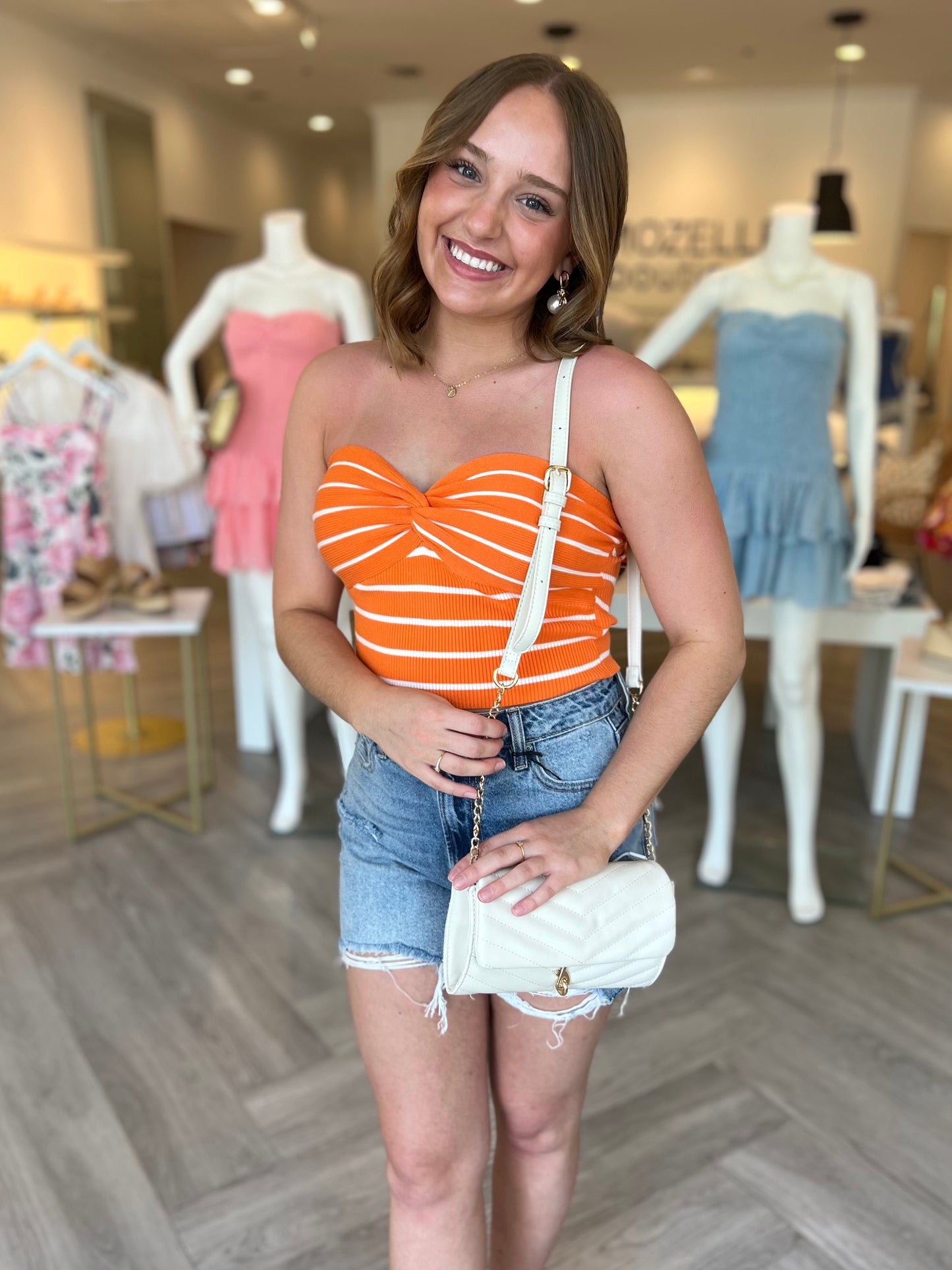 Mia Orange/White Stripe Top