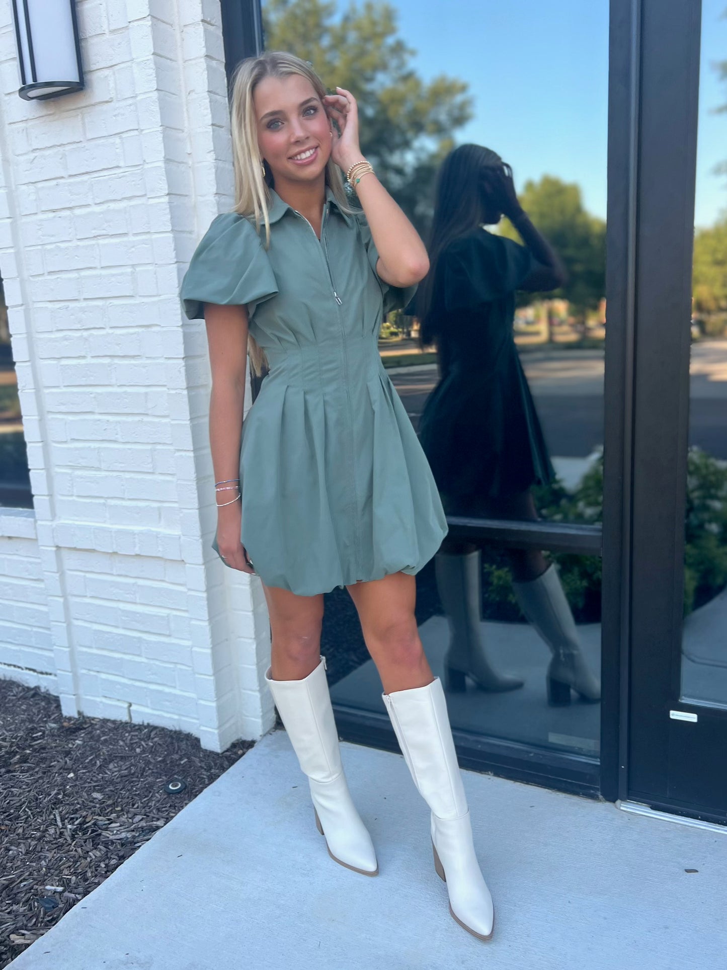 Zip Puff Bubble Dress