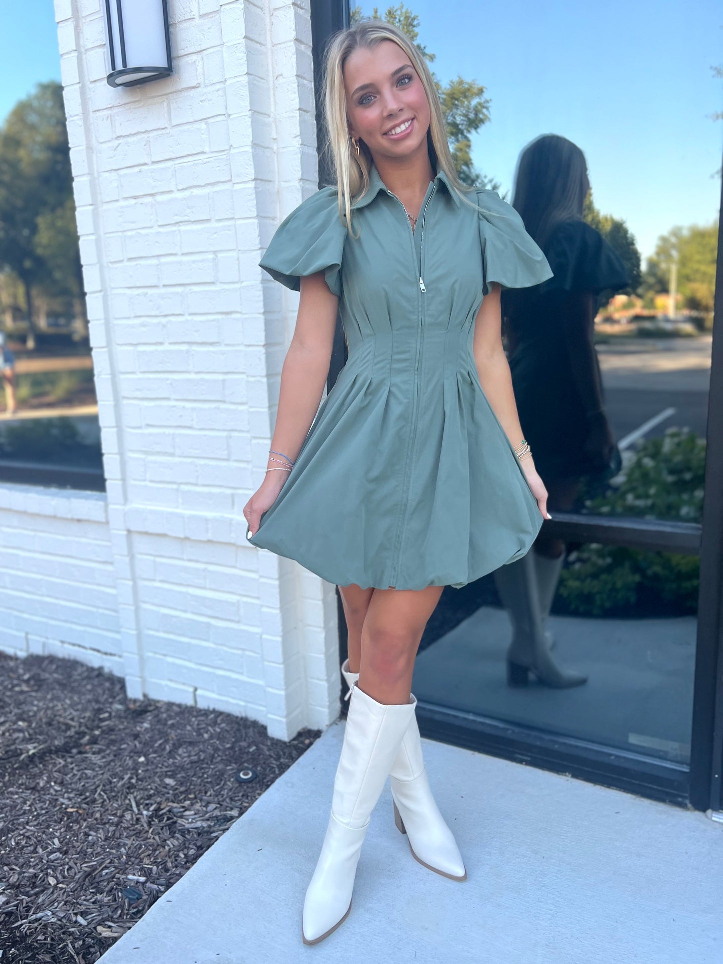 Zip Puff Bubble Dress