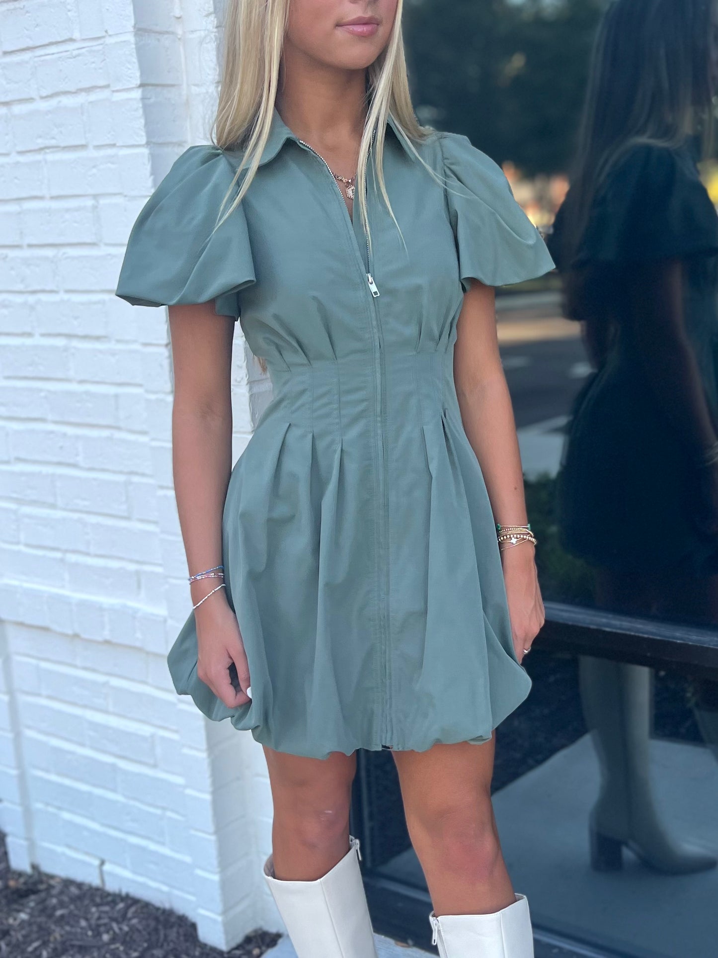 Zip Puff Bubble Dress