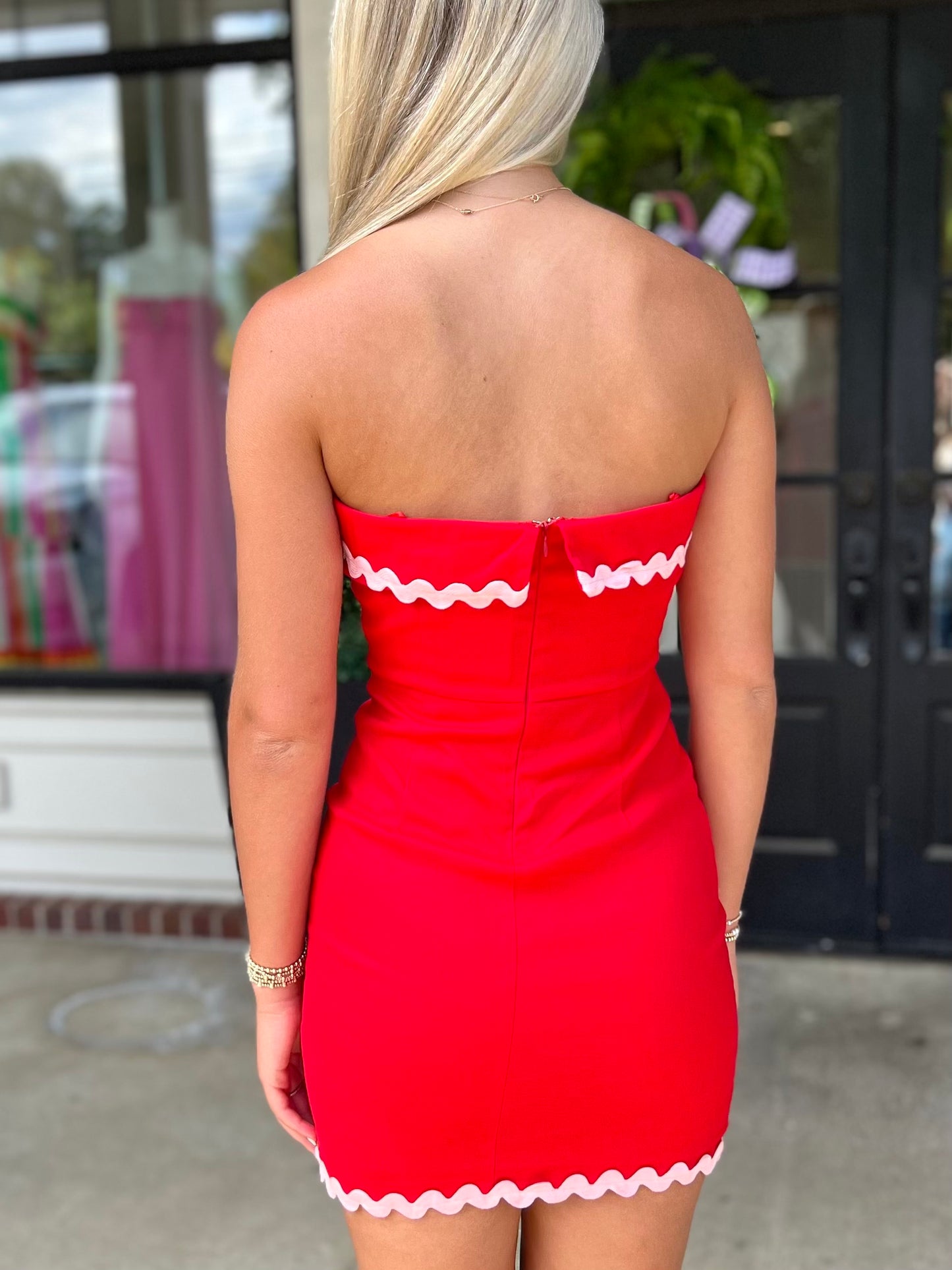 Red/Pink Contrast Wavy Dress