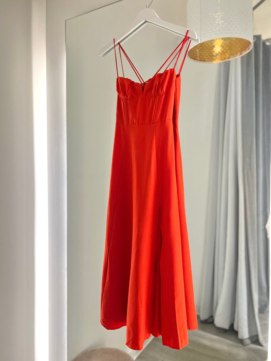 Red Sleeveless Top Detail Dress