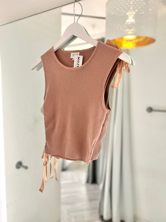 Shoulder Bow Tank Top in Blush
