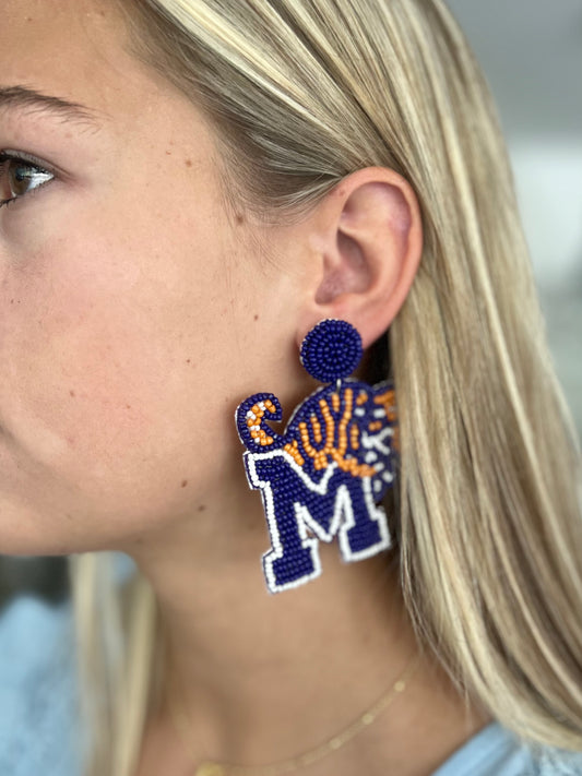 Memphis State Beaded Earrings