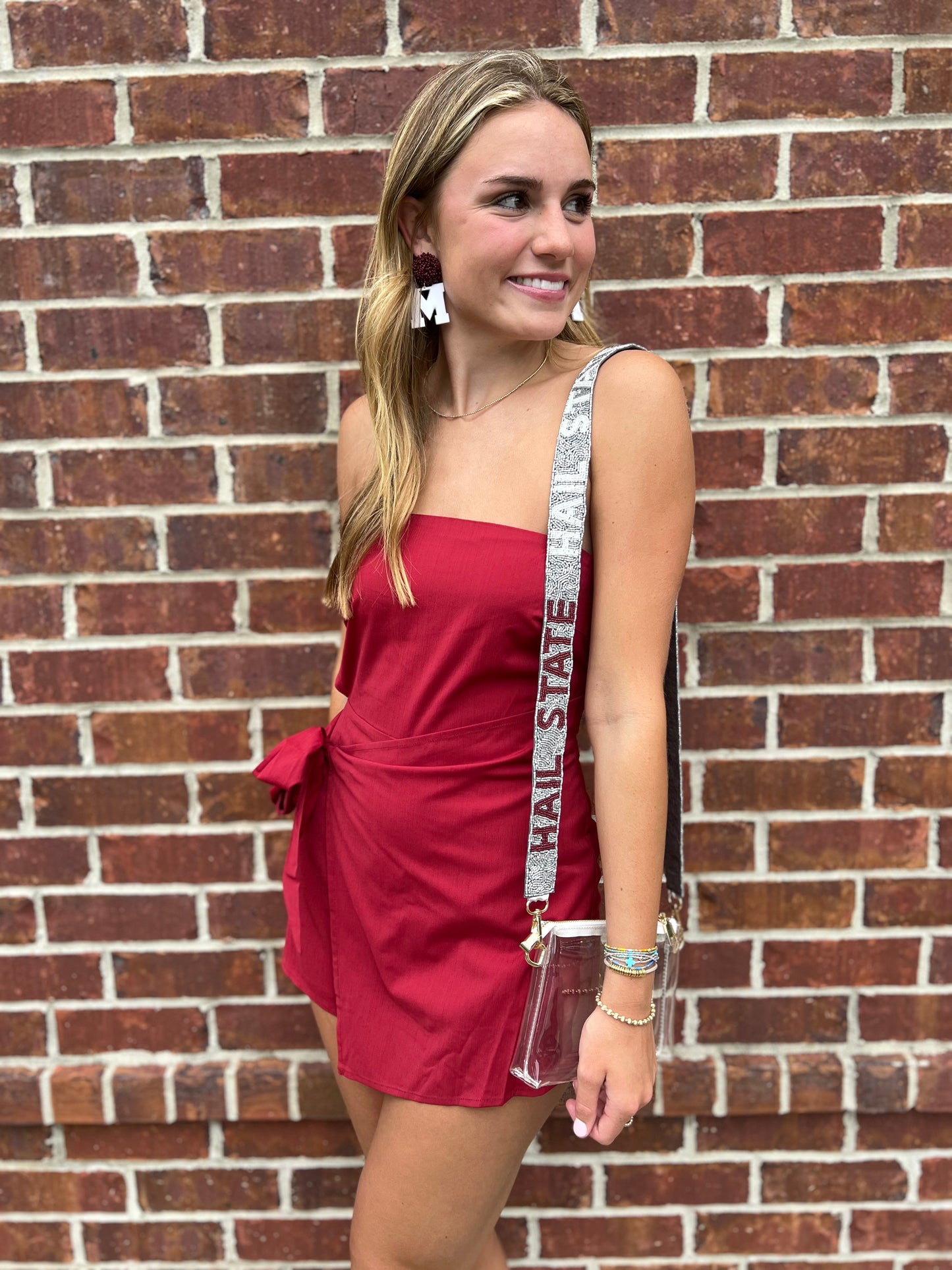 Burgundy Strapless Tube Romper