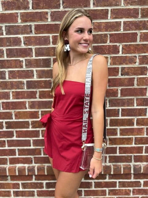 Burgundy Strapless Tube Romper