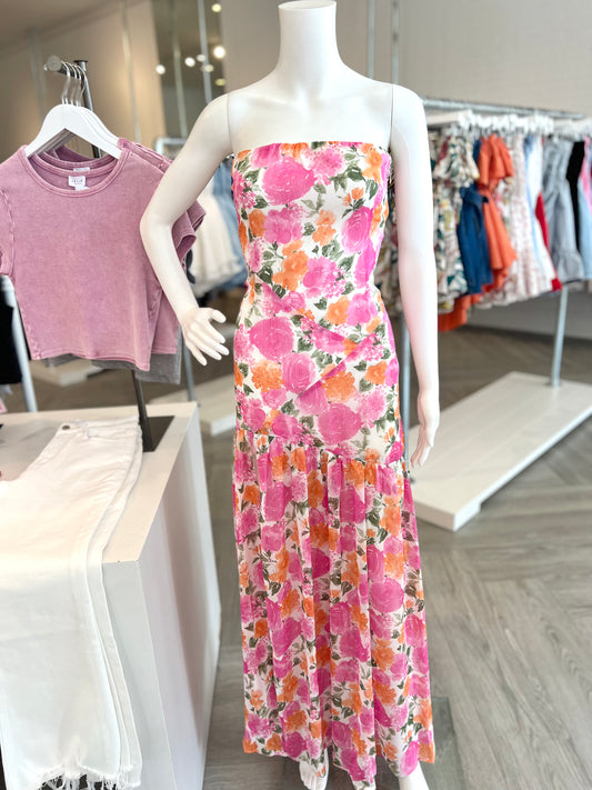 White/Pink Floral Milli Maxi