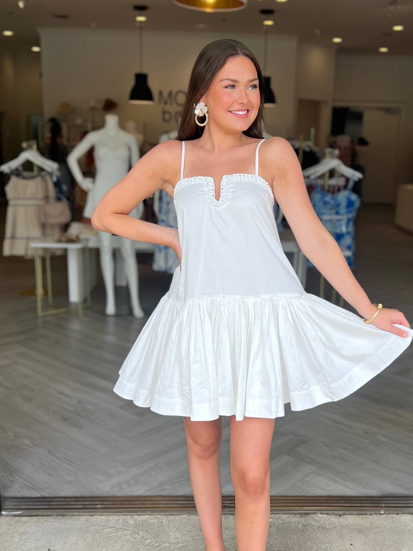 White Spaghetti Strap Mini Dress