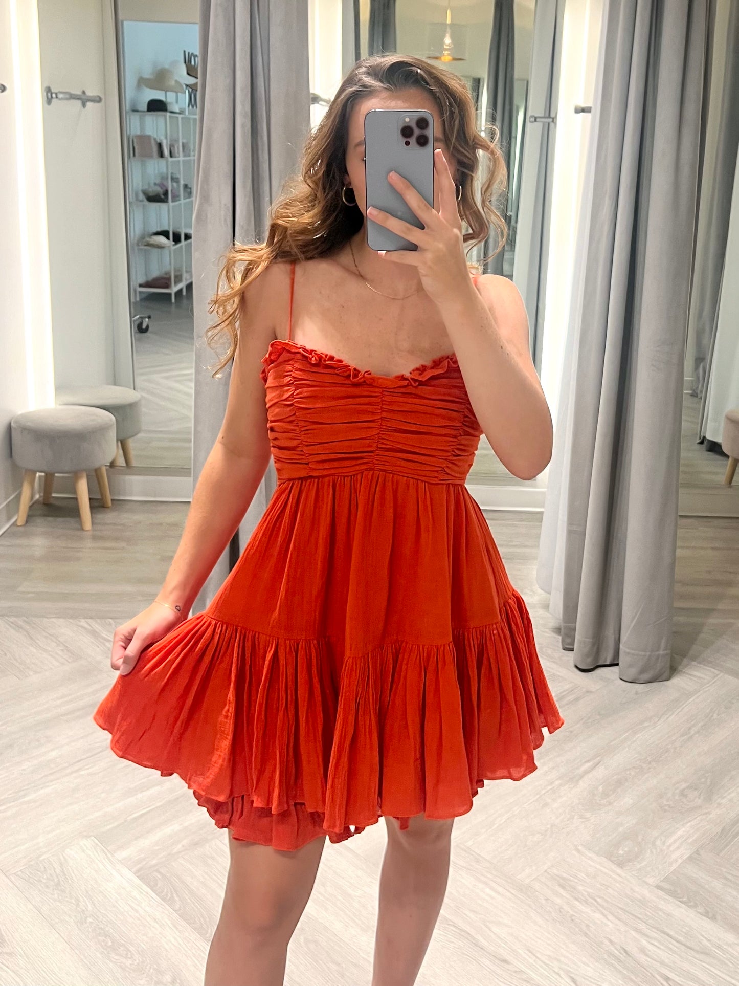 Tomato Red Spaghetti Strap Dress