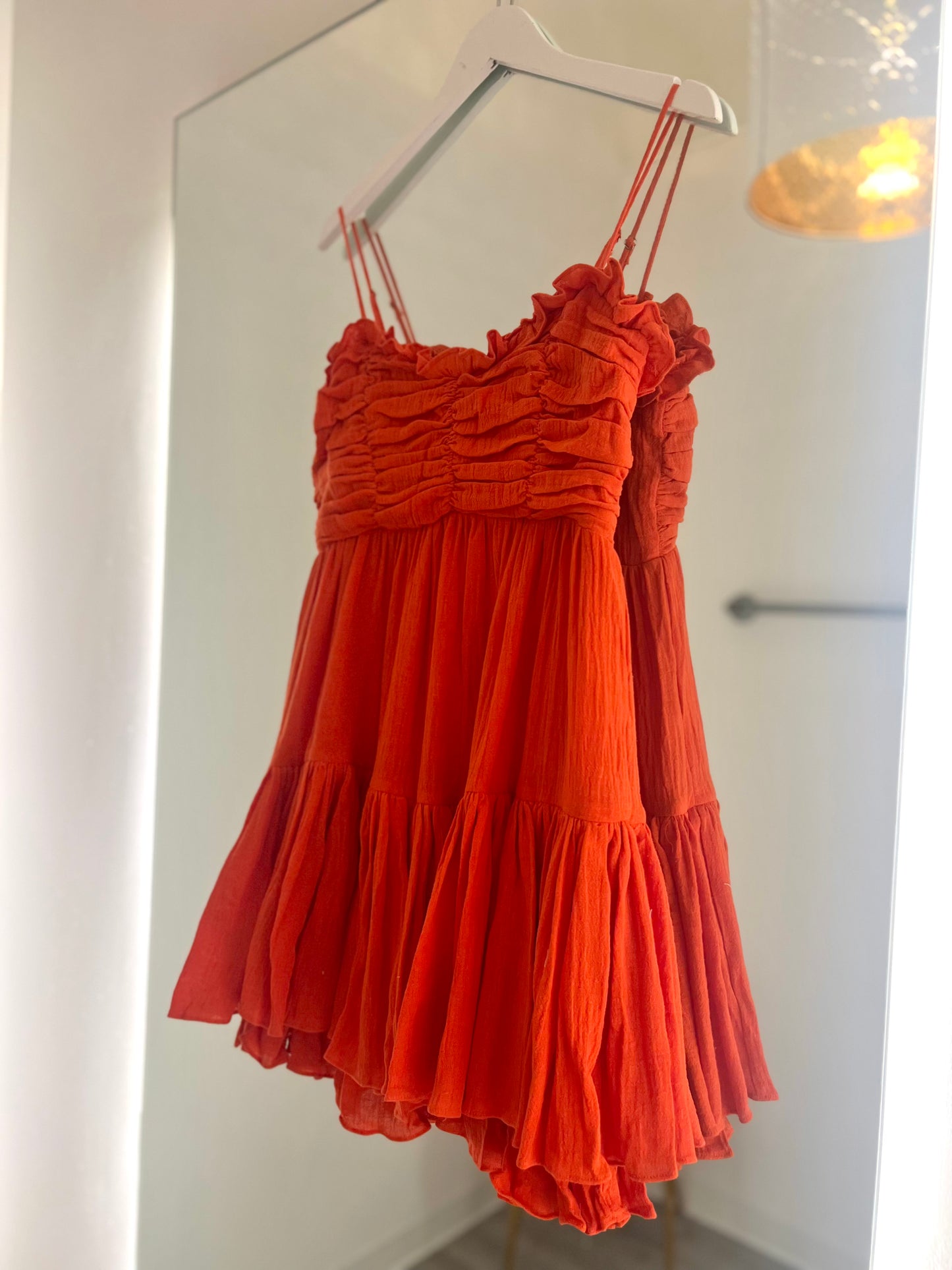 Tomato Red Spaghetti Strap Dress