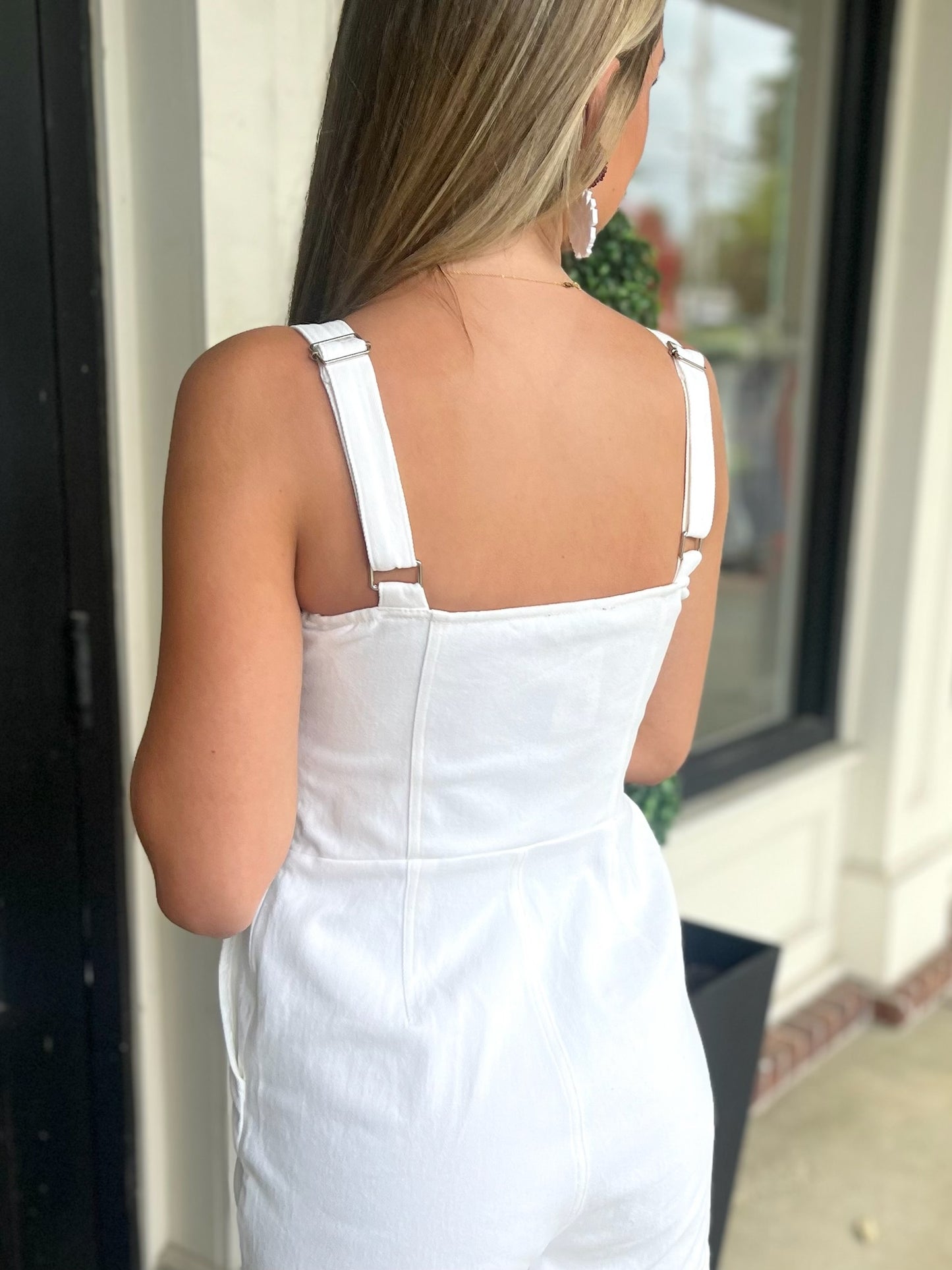 Cora White Denim Cotton Romper