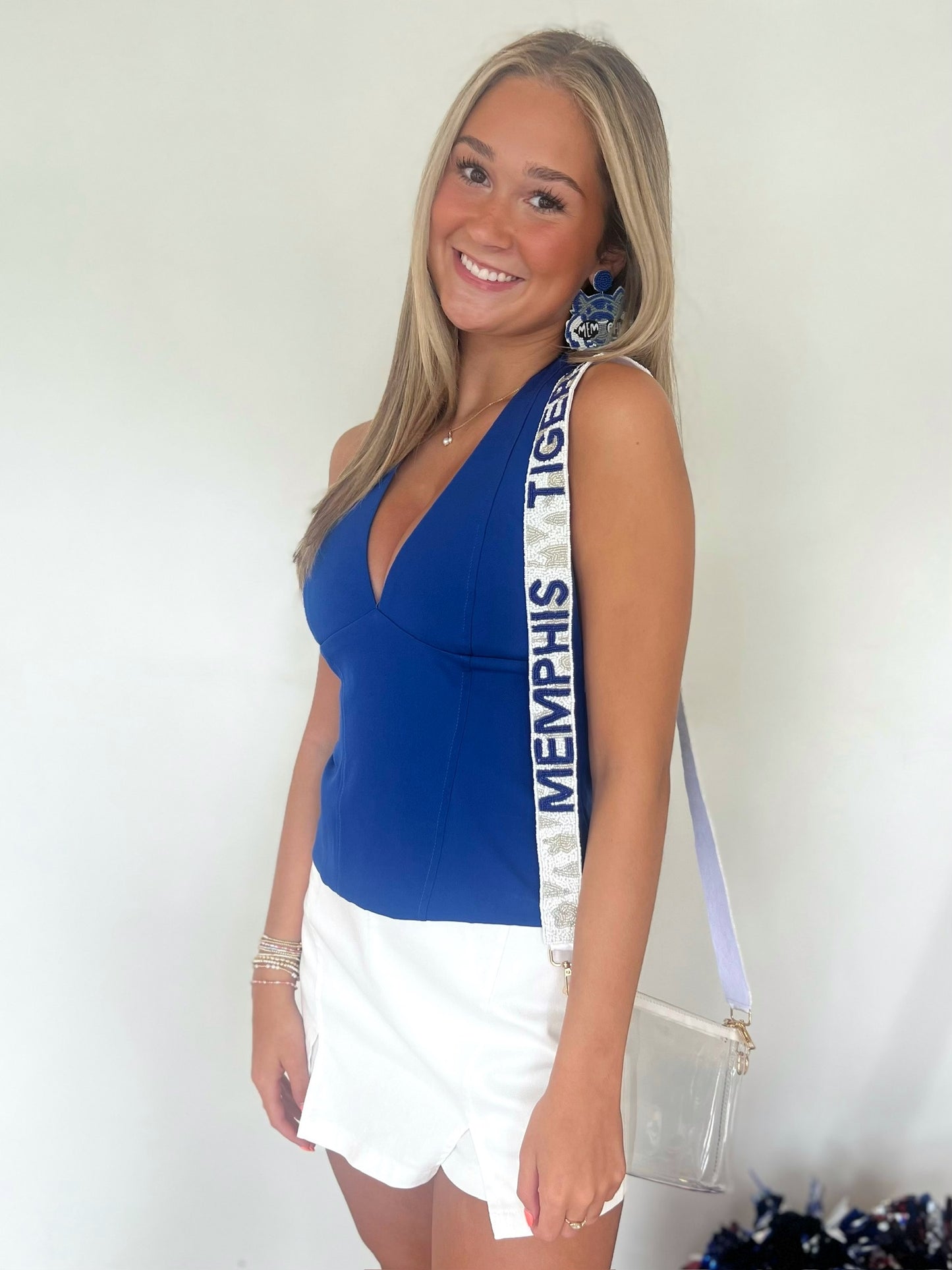 Royal Blue V-Neck Halter Top