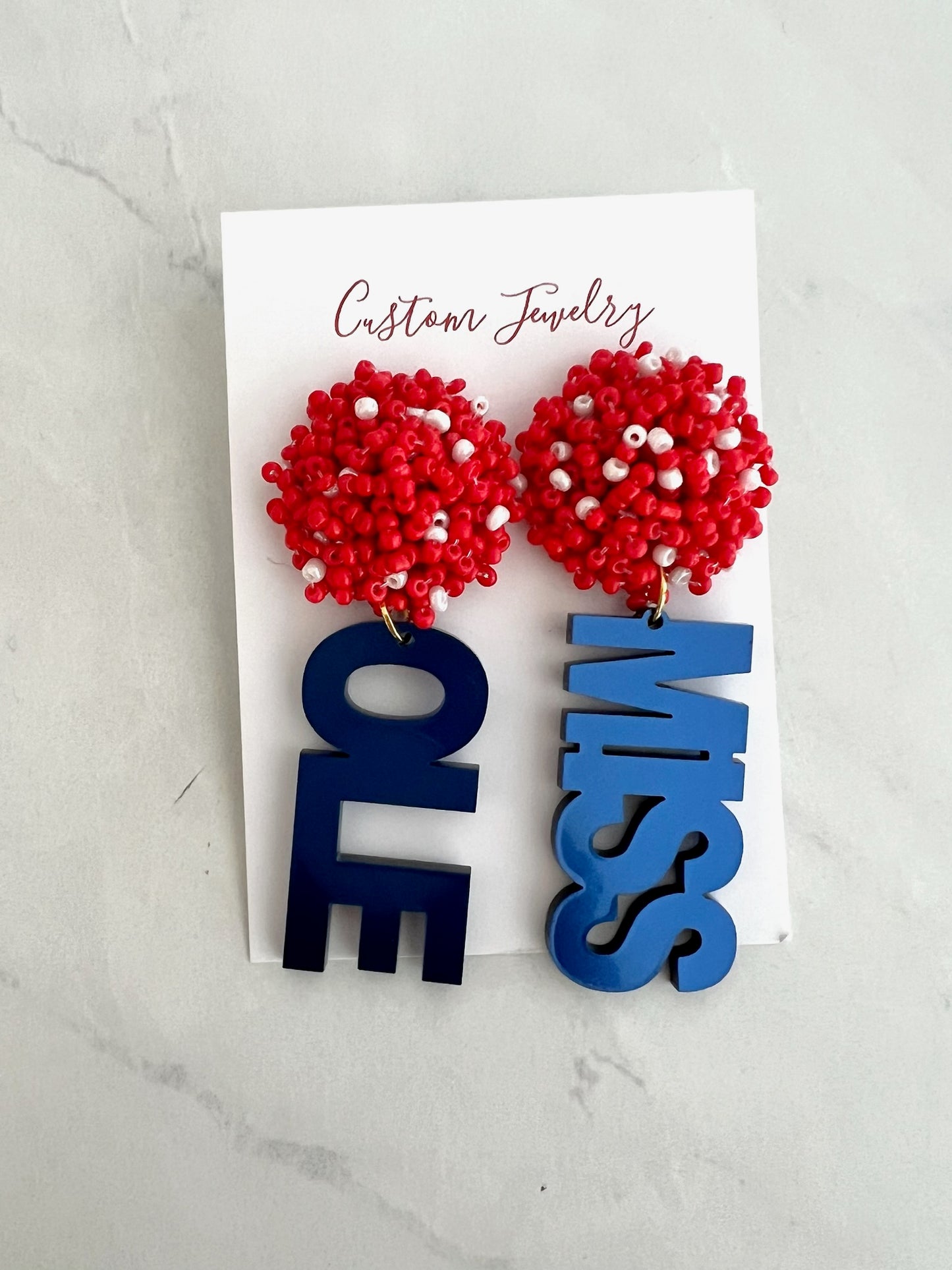 Ole Miss Beaded Top Earring