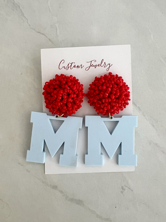 Ole Miss "M" Bead Earring