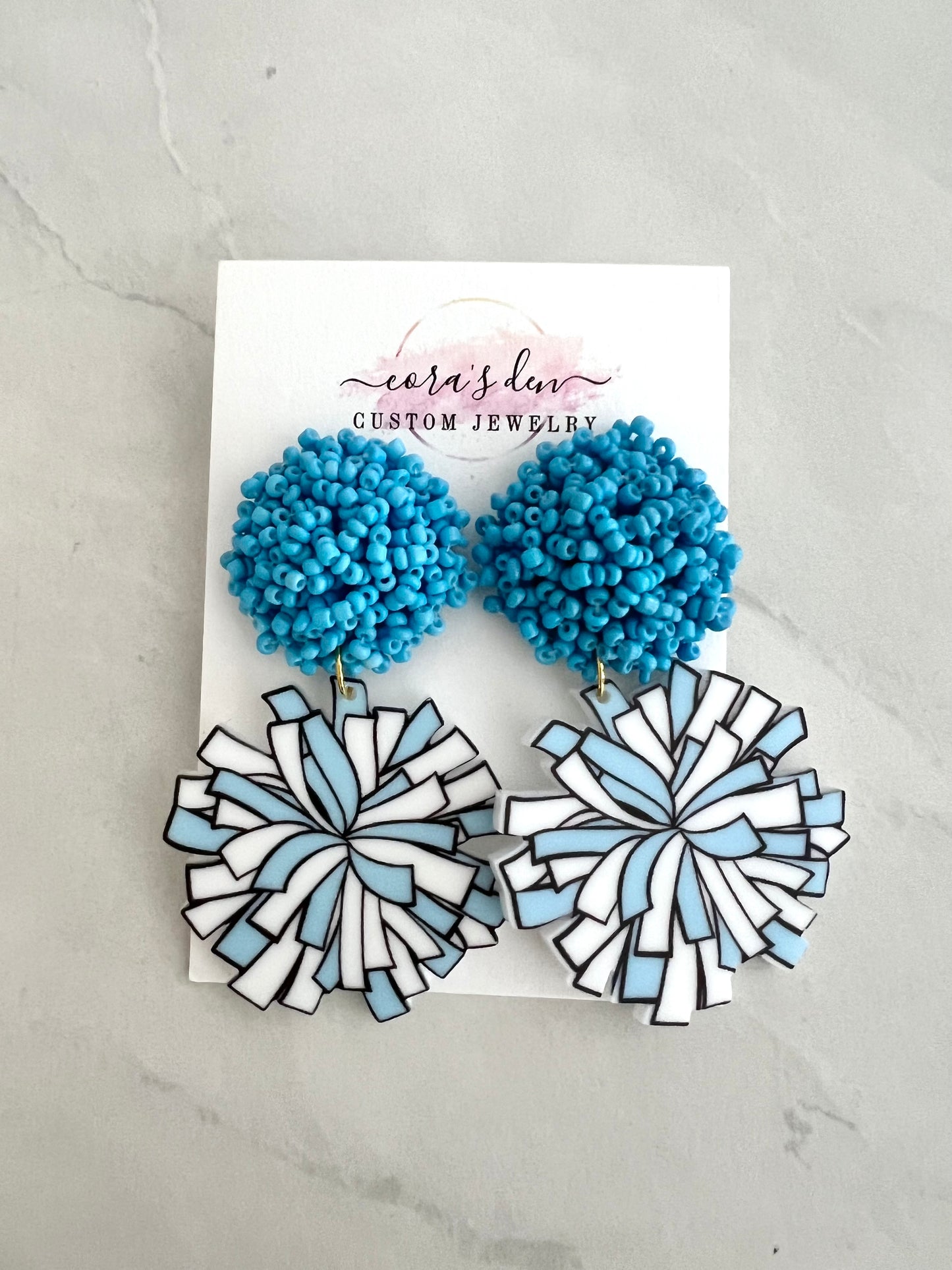 Blue Cheer Pom Drop Earring