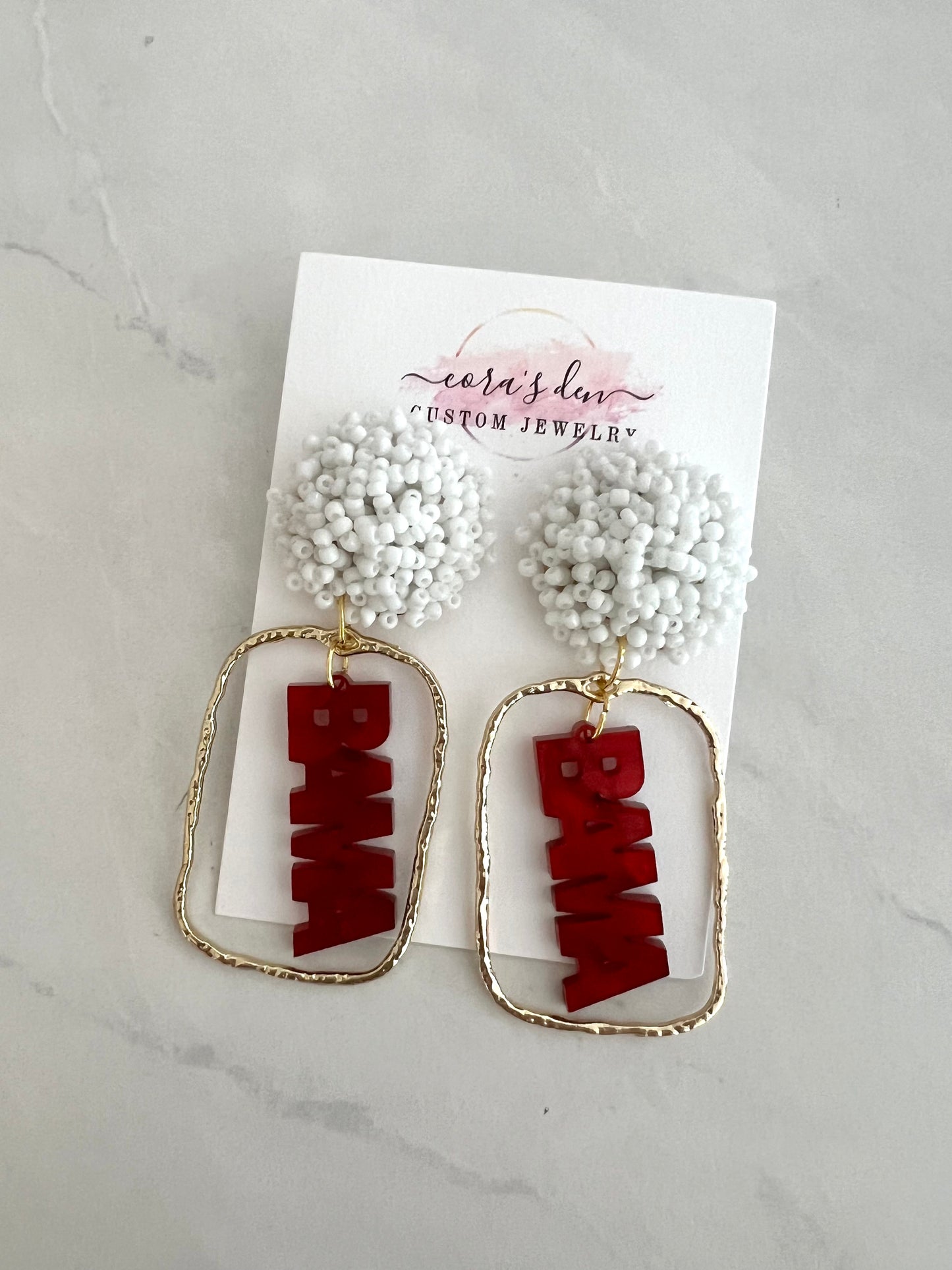 Alabama Bama Frame Drop Earrings