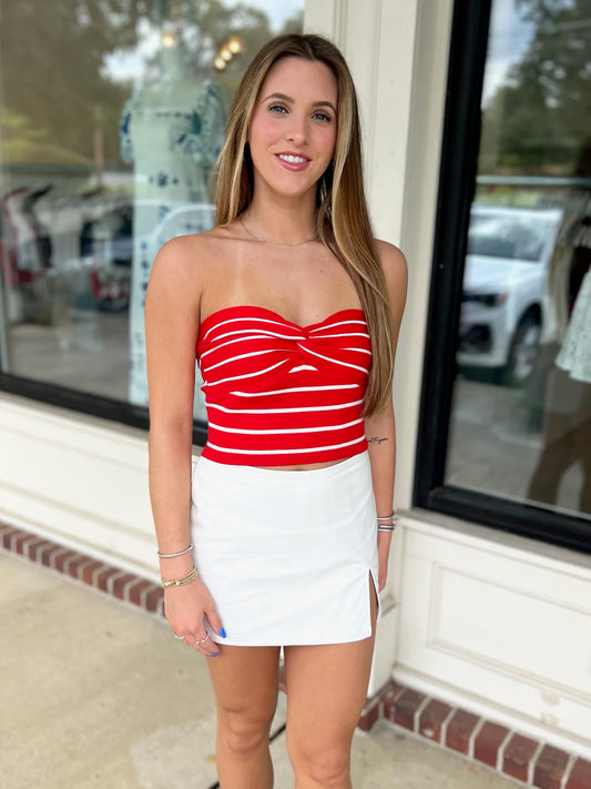 Mia Red/White Stripe Top