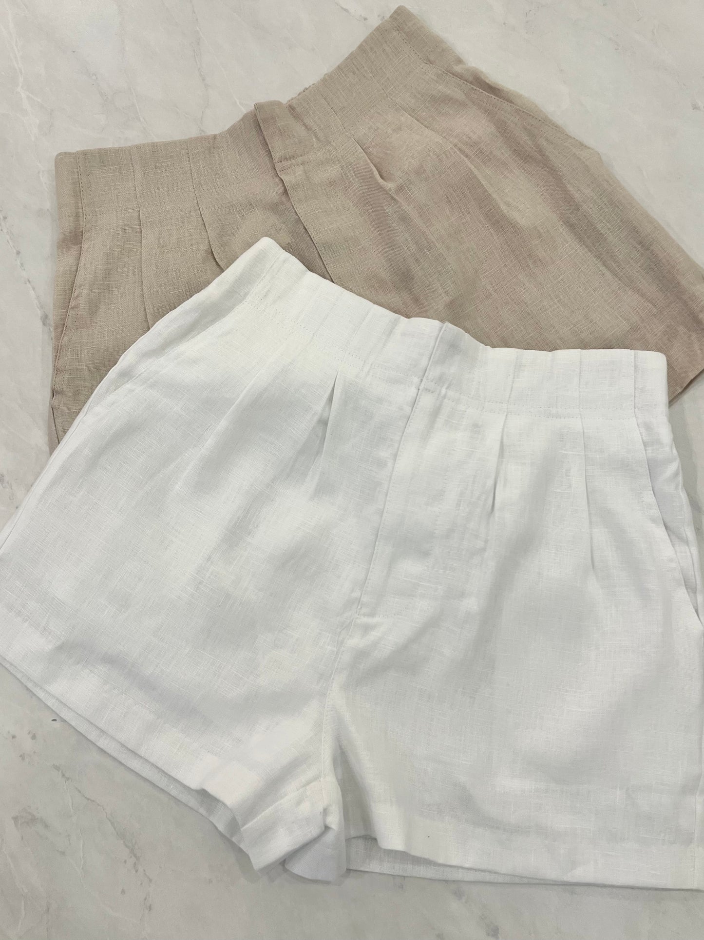 Pleated Linen Shorts