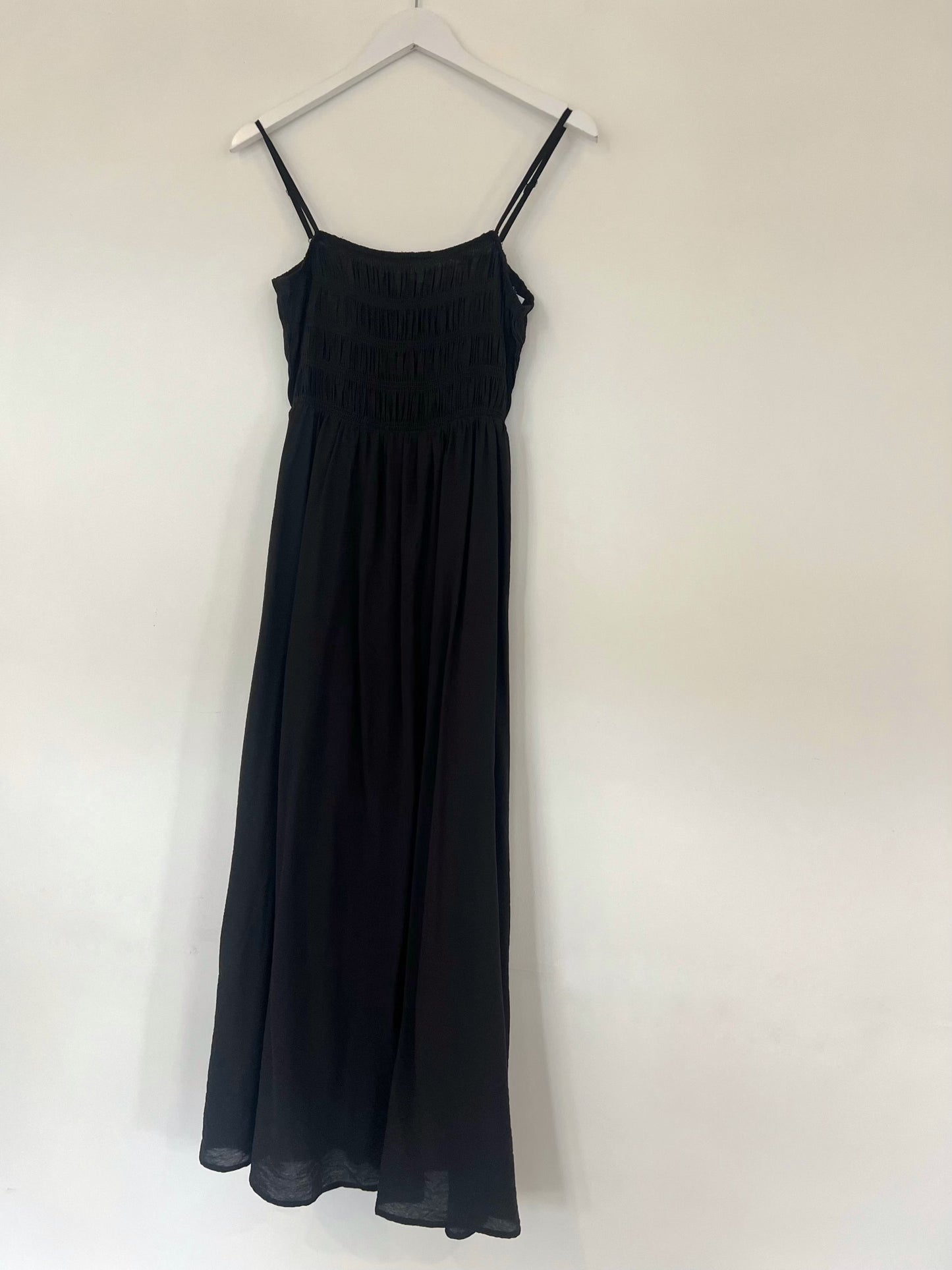 Black Ruched Back Tie Midi