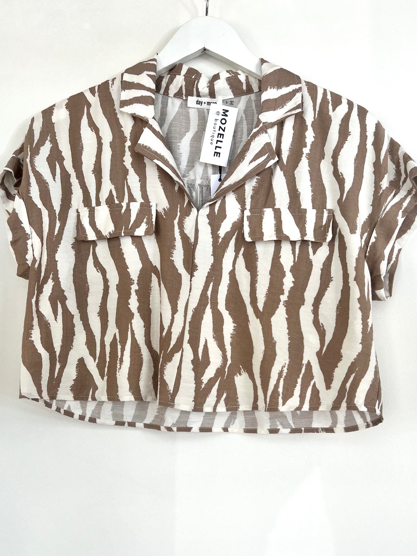 Ivory/Mocha Zebra Boxy Top