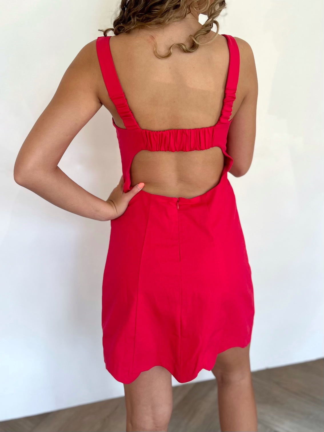 Red Ruched Open Back Mini