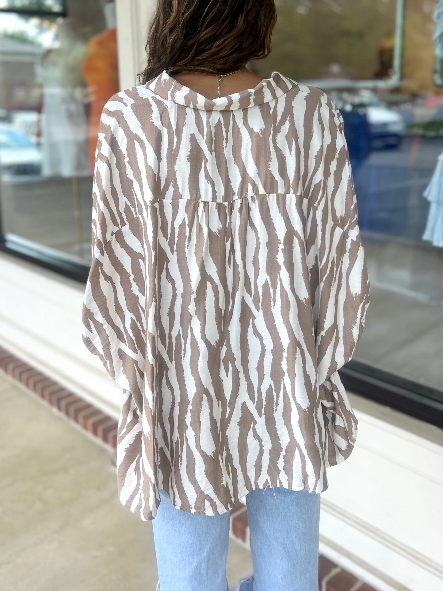 Ivory/Mocha Zebra Print Shirt