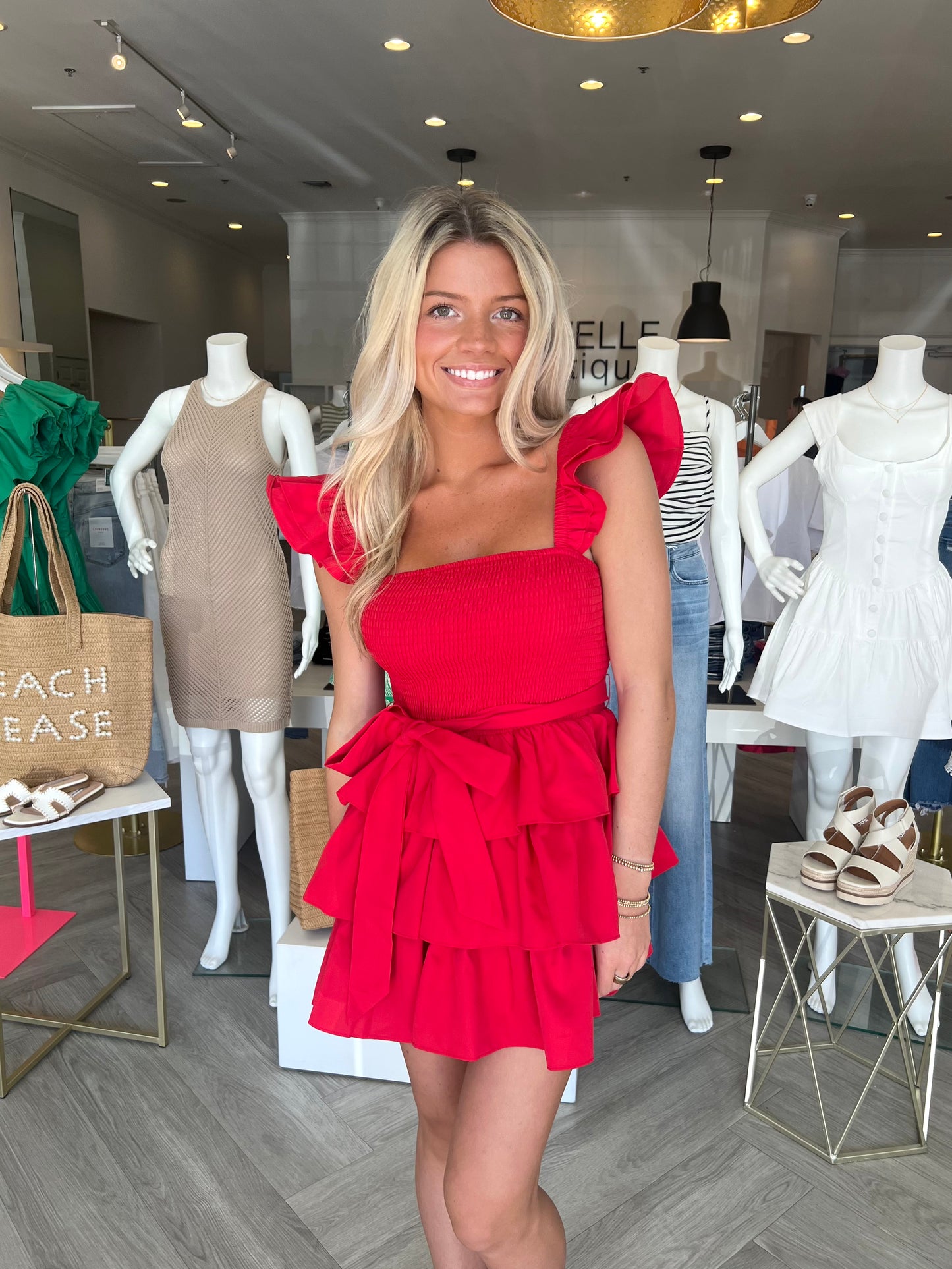Red Ruffle Tiered Romper