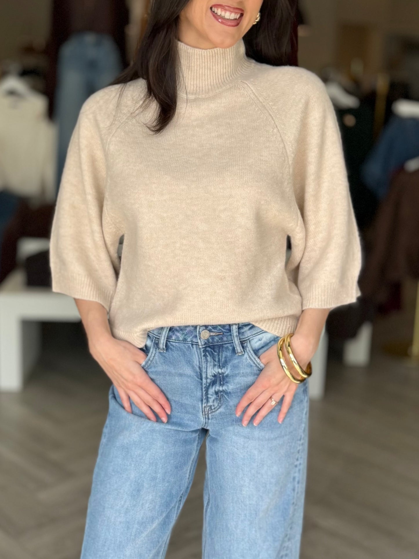 Marled Mock Neck Sweater (2 colors)