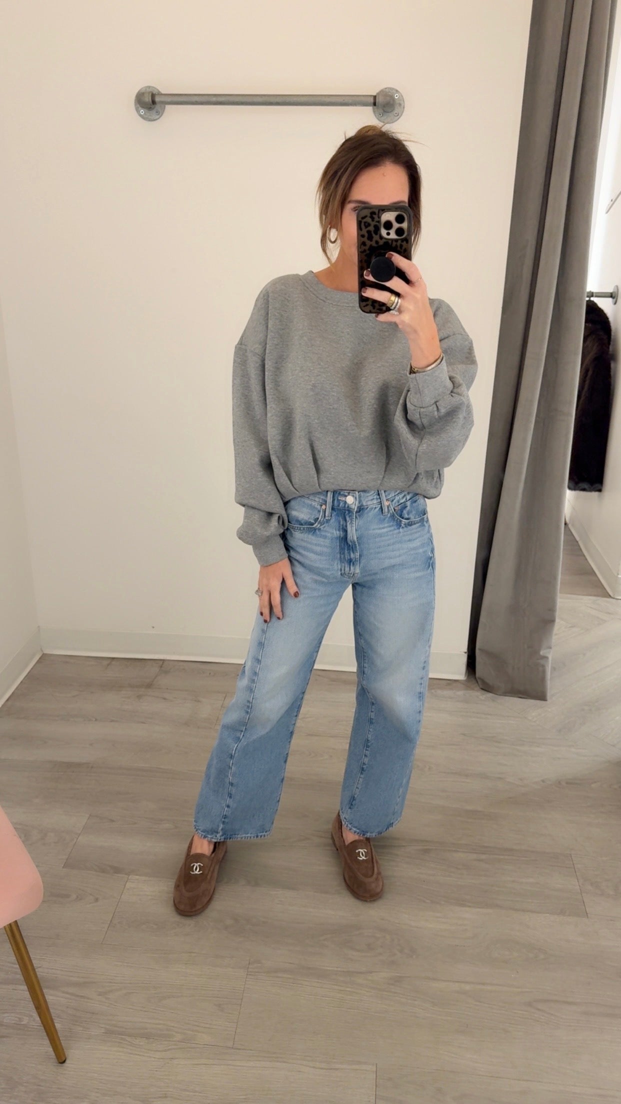 Grey Bubble Hem Sweatshirt